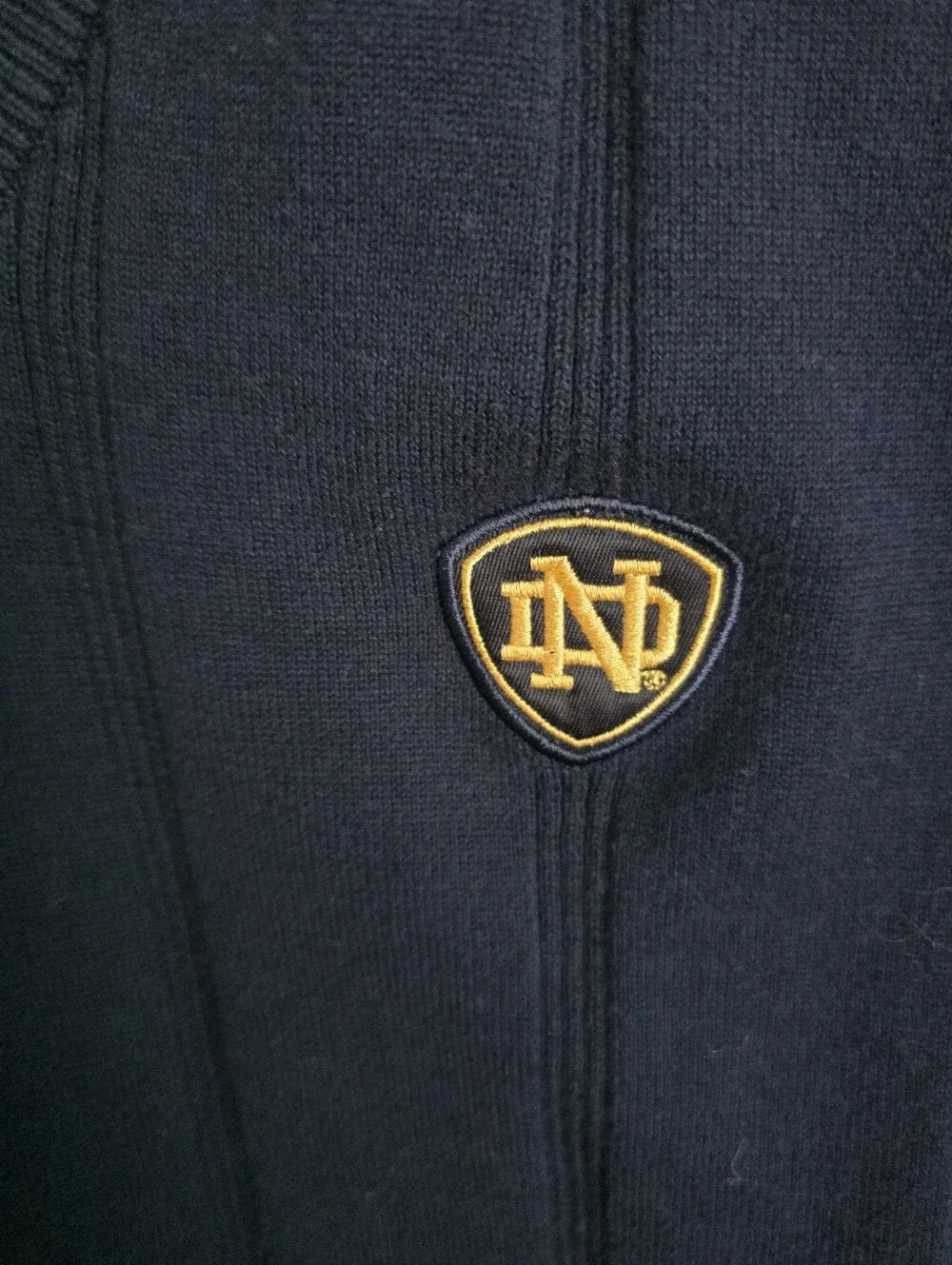 Vintage Adidas Notre Dame Fighting Irish Knit Sweater Vest  Navy Blue Size Large